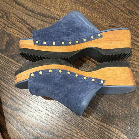 M. Gemi Greta Clog mule open toe with Wooden Platform blue navy size 40.5 10 - Picture 7 of 8